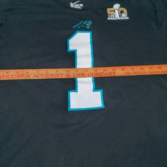 Carolina Panthers Cam Newton Shirt XXL Nike Tee Black NFL Super Bowl 50 #1 - Picture 4 of 11